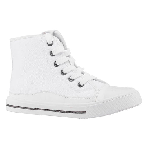 White Nina Doll Girl's Bertee Canvas High Top Sneaker Sizes 8 to 13 And 1 to 5