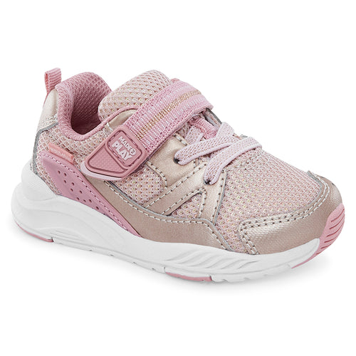 Pink With Gold And White Stride Rite Infant's Journey 2 Leather And Mesh Sneaker Sizes 6 to 10
