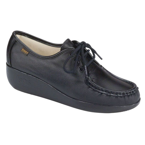 Black SAS Women's Bounce Leather Casual Wedge Oxford Profile View
