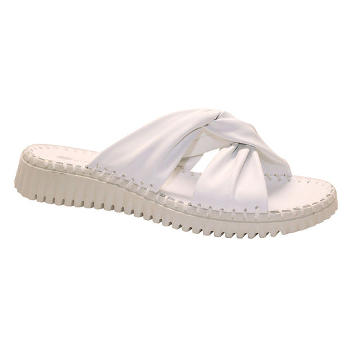 White Eric Michael Women's Candace Leather Slide Sandal