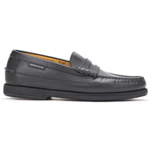 Load image into Gallery viewer, Black Mephisto Men&#39;s Cap Vert Leather Penny Loafer Side View
