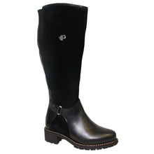 Load image into Gallery viewer, Black Pajar Women&#39;s Carry F Waterproof Leather And Suede Riding Boot Profile View
