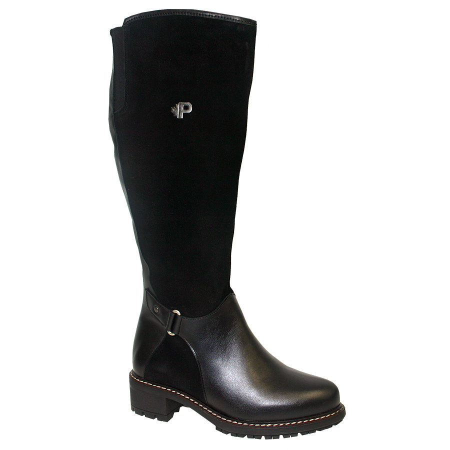 Black Pajar Women's Carry F Waterproof Leather And Suede Riding Boot Profile View