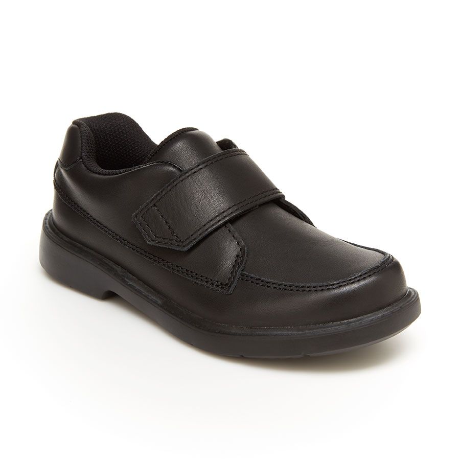 Black Stride Rite Boy's SR Laurence Leather Velcro Strap Loafer Sizes 10.5 to 13.5 and 1 to 6 Medium And Wide Width