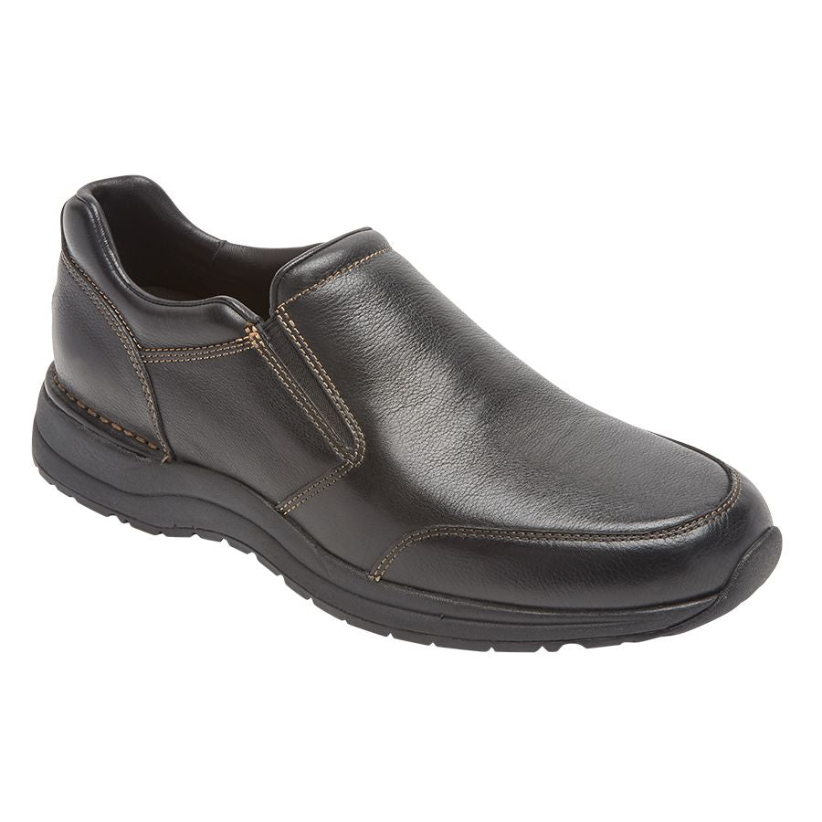 Black Rockport Men's Edge Hill Double Gore Leather Casual Slip On