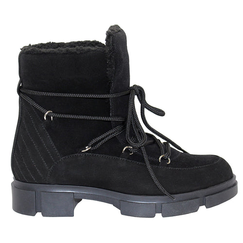 Black Eric Michael Women's Chance Suede Mid Height Lined Winter Boot