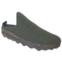 Load image into Gallery viewer, Military Green Bos&amp;Co Women&#39;s Come023ASP Felt Tweed Slip On Shoe Profile View
