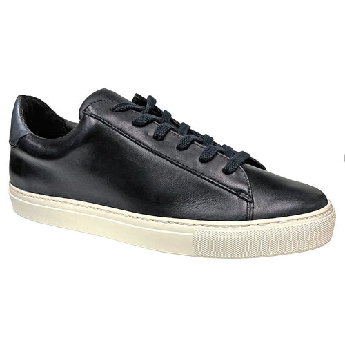 Dark Blue With Black And White Sole GBrown Men's Court Leather Casual Sneaker