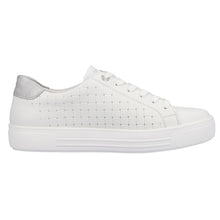 Load image into Gallery viewer, Weiss White Remonte Women&#39;s D0916 Perforated Leather Basketball Sneaker Side View

