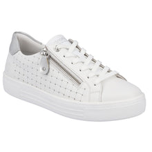 Load image into Gallery viewer, Weiss White Remonte Women&#39;s D0916 Perforated Leather Basketball Sneaker Profile View
