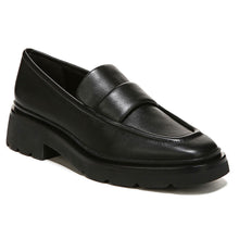 Load image into Gallery viewer, Black Vince Women&#39;s Robin Leather Penny Loafer Profile View
