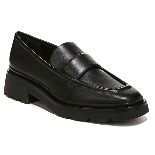 Black Vince Women's Robin Leather Penny Loafer Profile View