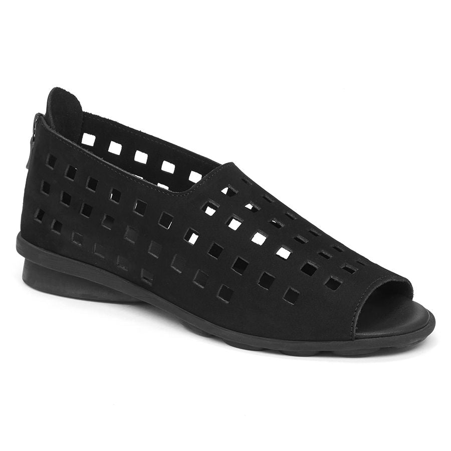 Noir Black Women's Drick Perforated Nubuck Peep Toe Shoe
