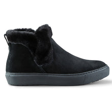 Load image into Gallery viewer, Black Cougar Shoes Women&#39;s Duffy Waterproof Suede Pull On Bootie With Warm Collar And Lining Side View
