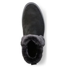 Load image into Gallery viewer, Black Cougar Shoes Women&#39;s Duffy Waterproof Suede Pull On Bootie With Warm Collar And Lining Top View
