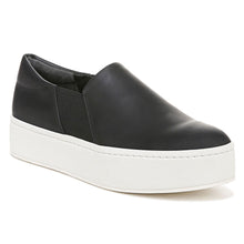 Load image into Gallery viewer, Black With White Sole Vince Women&#39;s Warren Leather Casual Slip On Sneaker Profile View
