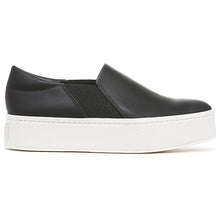 Load image into Gallery viewer, Black With White Sole Vince Women&#39;s Warren Leather Casual Slip On Sneaker Side View

