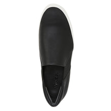 Load image into Gallery viewer, Black With White Sole Vince Women&#39;s Warren Leather Casual Slip On Sneaker Top View
