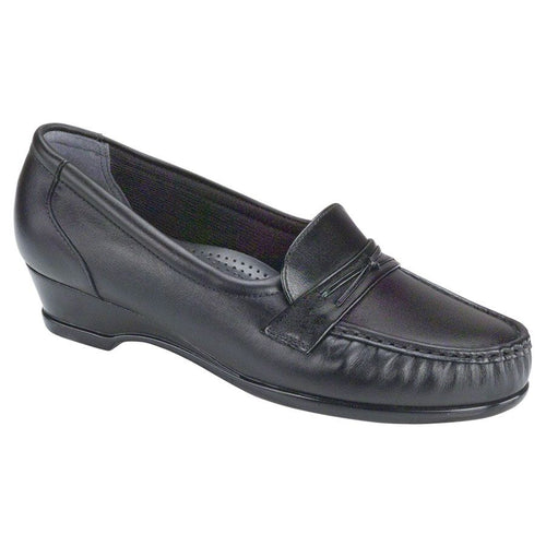 Black SAS Women's Easier Leather Heeled Dress Casual Loafer Profile View