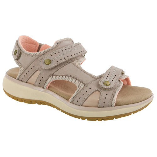 Taupe Beige With Tan Sole SAS Women's Embark Suede And Mesh Outdoor Sandal