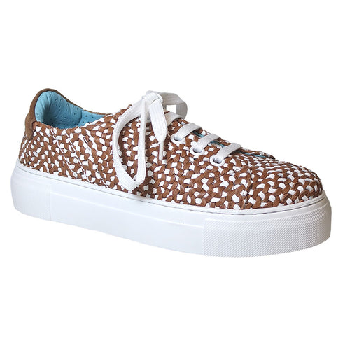 Brown And White Thierry Rabotin Fifty 12 Women's Alessia Woven Leather Casual Sneaker
