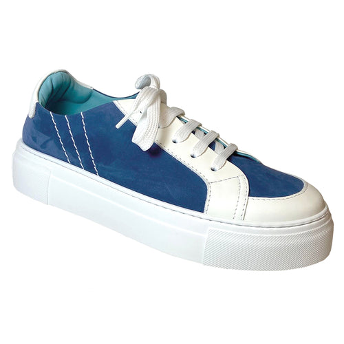 Navy And White Thierry Rabotin Fifty 12 Women's Ausilia Leather And Nubuck Casual Sneaker