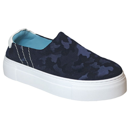  Blue With White Sole Thierry Rabotin Fifty 12 Women's Acri Camouflage Canvas Casual Slip On Sneaker