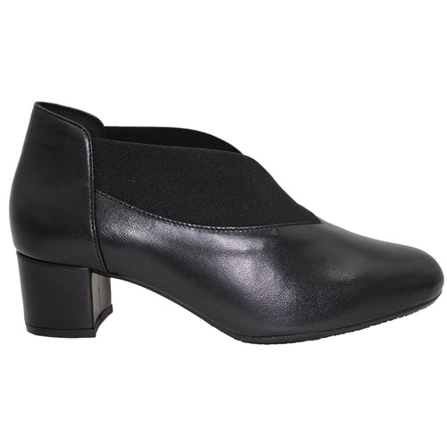 Black Eric Michael Women's Gayle Leather And Stretch Block Heel Slip On Shoe