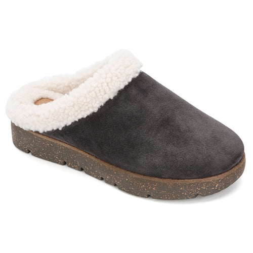 Charcoal Brownish Grey Gentle Souls Women's Lavert CT Suede With White Plush Lining Slipper