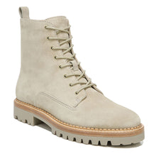 Load image into Gallery viewer, Cobblestone Beige Vince Women&#39;s Cabria Lug Suede Combat Boot Profile View
