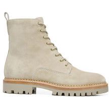 Load image into Gallery viewer, Cobblestone Beige Vince Women&#39;s Cabria Lug Suede Combat Boot Side View

