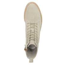 Load image into Gallery viewer, Cobblestone Beige Vince Women&#39;s Cabria Lug Suede Combat Boot Top View
