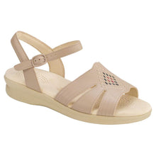 Load image into Gallery viewer, Natural Beige SAS Women&#39;s Huarache Leather Quarter Strap Sandal Flat Profile View
