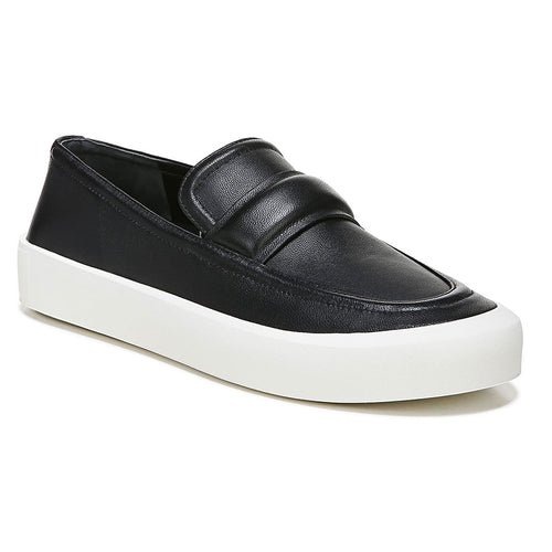 Black With White Sole Vionic Women's Ghita Leather Casual Slip On Profile View