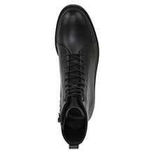 Load image into Gallery viewer, Black Vince Women&#39;s Cooper Leather Dress Casual Combat Boot Top View
