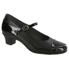 Load image into Gallery viewer, Black SAS Women&#39;s Isabel Leather And Patent Dress Mary Jane Pump Profile View
