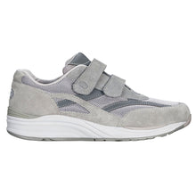 Load image into Gallery viewer, Light Grey And Grey With White SAS Men&#39;s JV Leather And Mesh Double Velcro Strap Sneaker Side View
