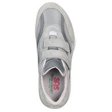 Load image into Gallery viewer, Light Grey And Grey With White SAS Men&#39;s JV Leather And Mesh Double Velcro Strap Sneaker Top View

