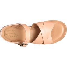 Load image into Gallery viewer, Tan Beige Kork Ease Women&#39;s Ava Leather Quarter Strap Wedge Sandal Top View
