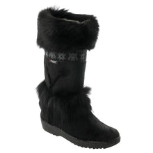 Load image into Gallery viewer, Black Pajar Women&#39;s Laura Waterproof Cow And Goat Hair High Wool Lined Boot Profile View
