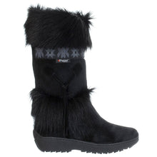 Load image into Gallery viewer, Black Pajar Women&#39;s Laura Waterproof Cow And Goat Hair High Wool Lined Boot Side View
