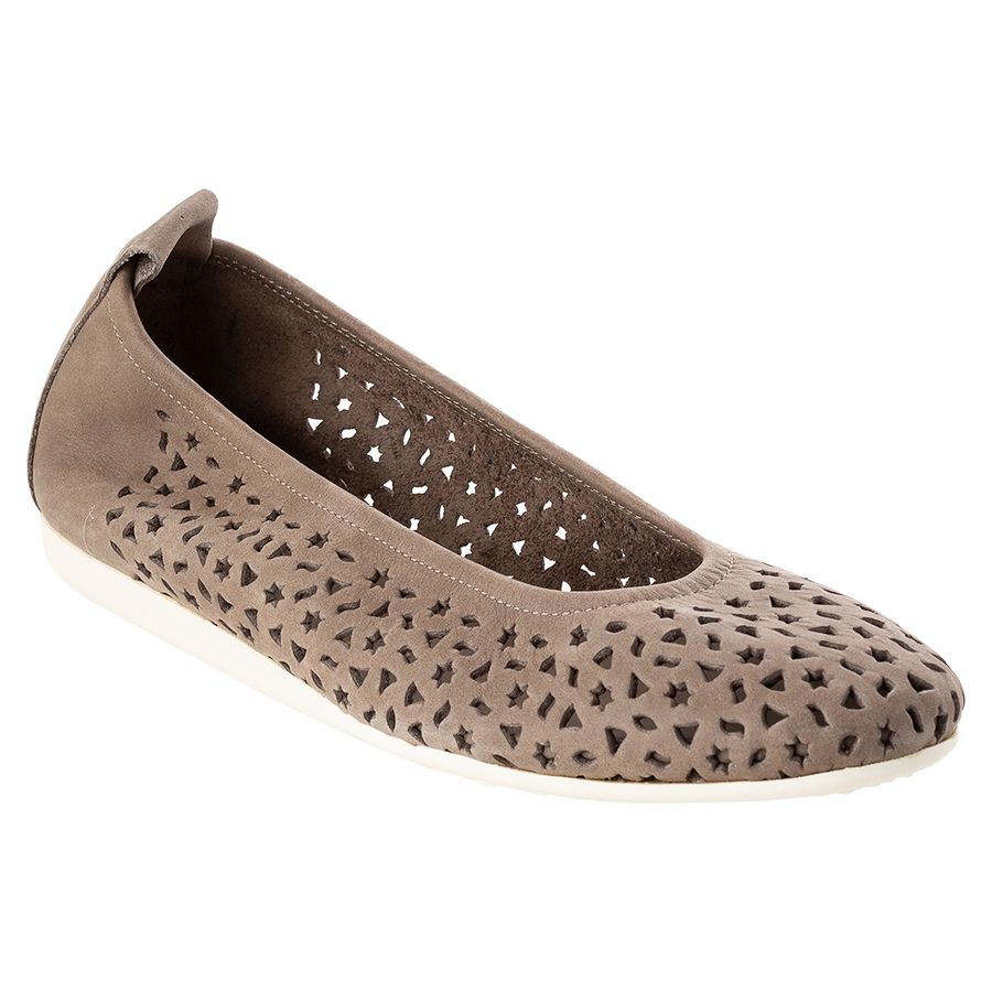 Sabbia Brown With White Sole with Black Sole Arche Women's Lilly Perforated Nubuck Ballet Flat
