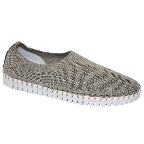Grey With White Sole Eric Michael Women's Lucy Knit Slip On Casual Sneaker