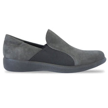 Load image into Gallery viewer, Grey Munro Women&#39;s Clay Suede And Elastic Slip On Shoe Side View
