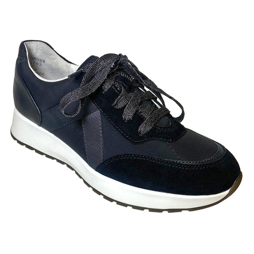 Black With Blue And White Munro Women's Piper Leather And Suede And Fabric Casual Sneaker