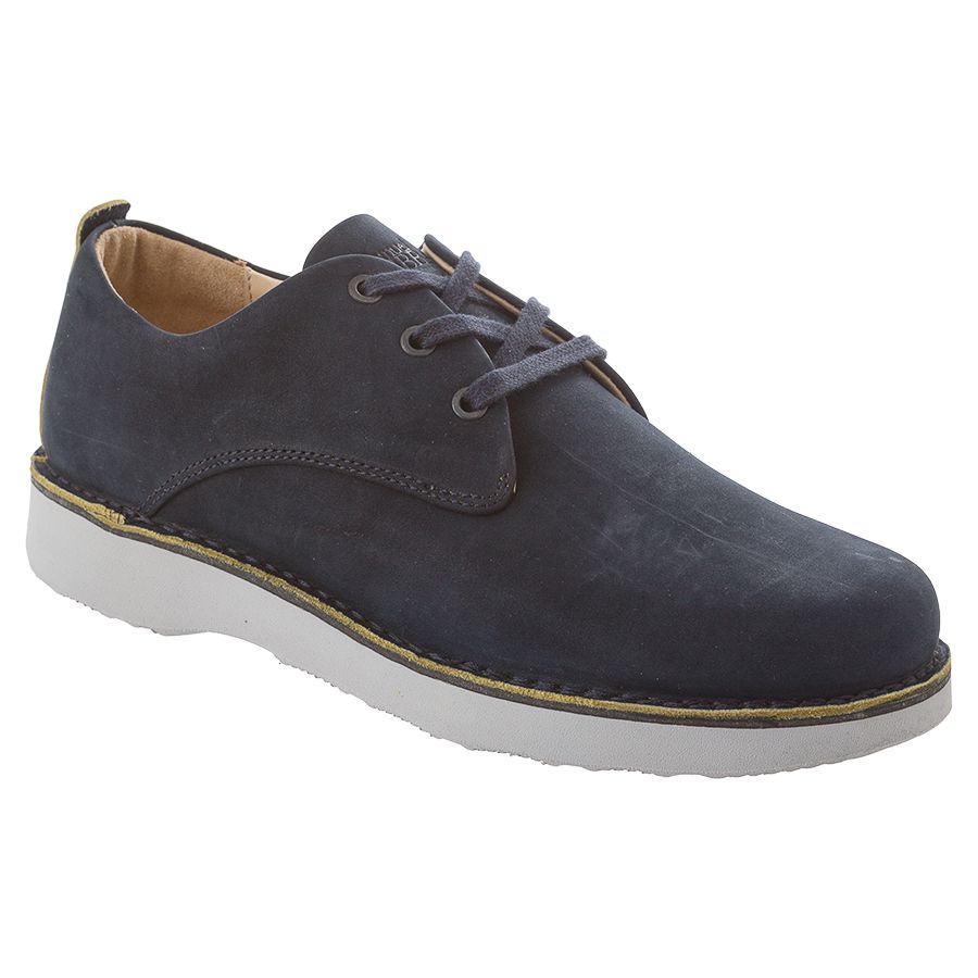 Navy With White Sole Samuel Hubbard Men's Free Nubuck Casual Oxford Profile View