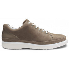 Load image into Gallery viewer, Taupe Brown With White Sole And Laces Samuel Hubbard Men&#39;s Fast Nubuck Casual Cap Toe Sneaker Side View
