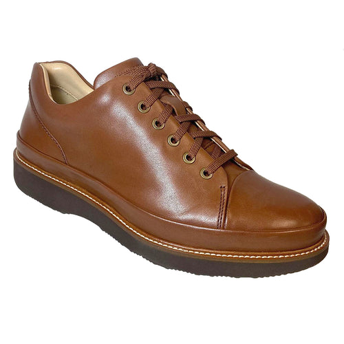 Tan With Dark Brown Sole Samuel Hubbard Men's Leather Dress Fast Casual Oxford Profile View