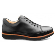 Load image into Gallery viewer, Black With Tan Trim Samuel Hubbard Men&#39;s Leather Dress Fast Casual Oxford Side View
