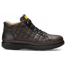 Load image into Gallery viewer, Espresso Brown With Black Samuel Hubbard Men&#39;s Step Ahead Quilted Leather And Leather Low Boot Side View
